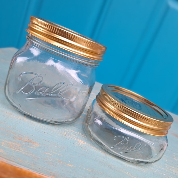 2 Ball Mason Jars Widemouth Glass Unique Size 250ml 500ML Jar w Lid Flat Short - Picture 5 of 16
